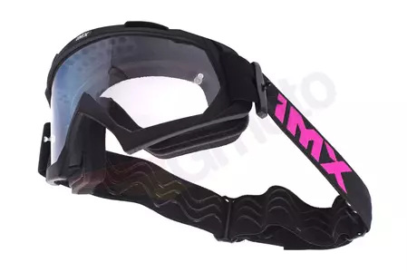 Motorradbrille IMX Mud mattschwarz/rosa transparentes Glas-5