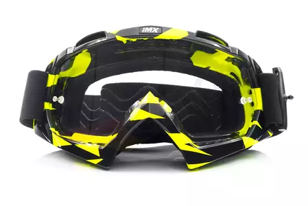 Motocikla brilles IMX Mud Graphic fluo yellow/black caurspīdīgs stikls-2
