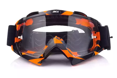 Ochelari de protecție pentru motociclete IMX Mud Graphic portocaliu/negru, sticlă transparentă-2