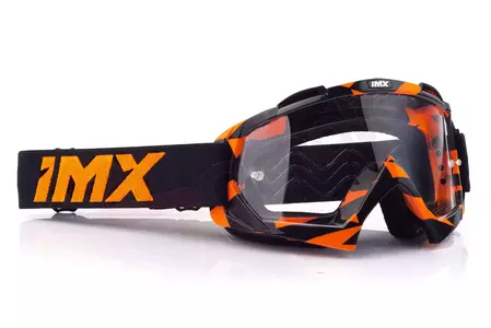 Ochelari de protecție pentru motociclete IMX Mud Graphic portocaliu/negru, sticlă transparentă-3