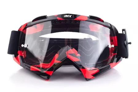 Очила за мотоциклет IMX Mud Graphic червено/черно прозрачно стъкло-2