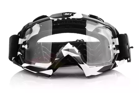 Motocyklové okuliare IMX Mud Graphic bielo/čierne priehľadné sklo-2