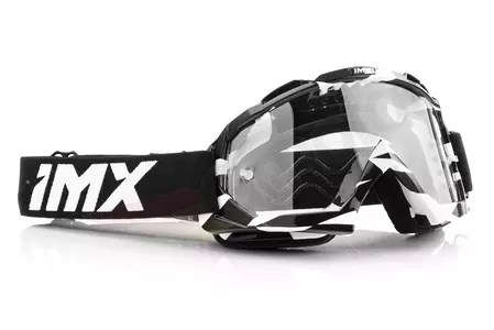 Motocyklové brýle IMX Mud Graphic bílá/černá průhledná skla-3
