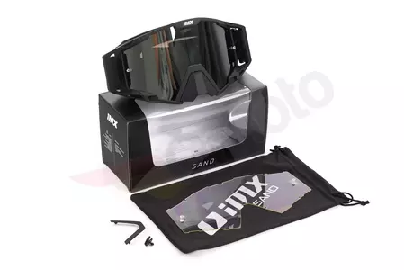 Motorradbrille IMX Sand matt schwarz spiegelnd silber + transparentes Glas-9