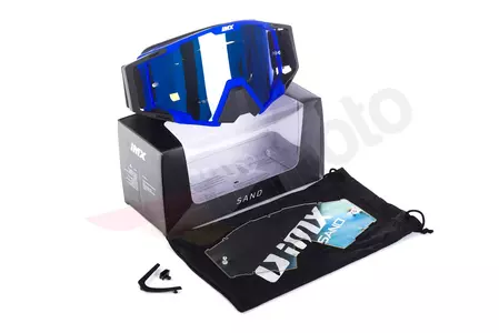 Motocyklové brýle IMX Sand matně modré/černé zrcadlově modré + průhledné sklo-9