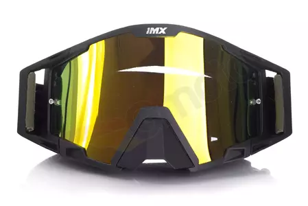 Motorradbrille IMX Sand mattschwarz/braun verspiegeltes orangefarbenes Glas + transparentes Glas-2