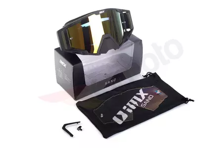 Очила за мотоциклет IMX Sand матово черно/кафяво огледално оранжево стъкло + прозрачно стъкло-9