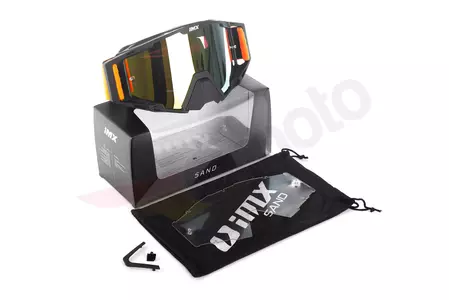 Motocikla brilles IMX Sand matēts melns/oranžs spoguļstikls + caurspīdīgs stikls-9