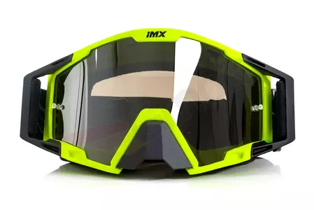 Motocikla brilles IMX Smilšu dzeltenas fluo matētas/ melnas sudraba spoguļstikliņi + caurspīdīgs stikls-2