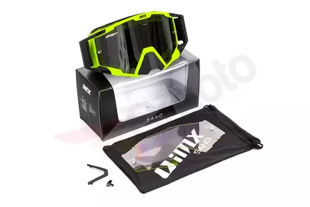 Óculos de proteção para motociclistas IMX Areia amarelo fluo mate/preto prata espelhada + vidro transparente-9