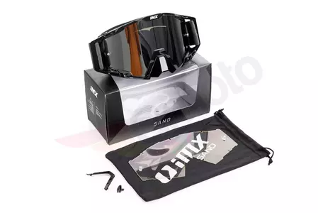 Óculos de proteção para motociclistas IMX Sand Graphic preto/cinzento prata espelhada + vidro transparente-9