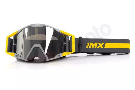 Motocyklové okuliare IMX Sand grey matt/yellow fluo mirrored silver + transparent glass-1
