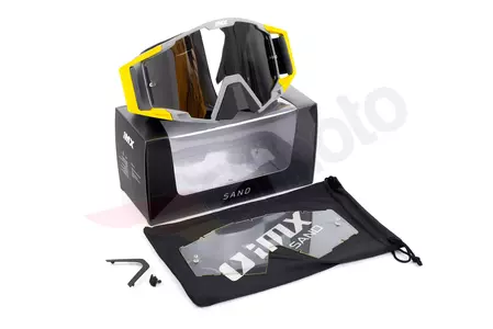 Motorbril IMX zand grijs mat/geel fluo gespiegeld zilver + transparant glas-9