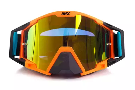 Óculos de proteção para motociclistas IMX Sand laranja mate/azul/branco espelhado laranja + vidro transparente-2