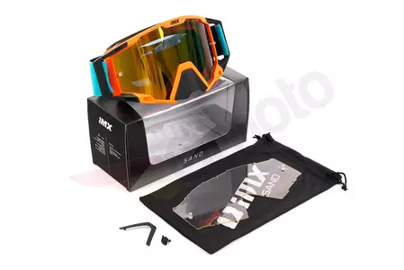Motocikla brilles IMX Sand matētas oranžas/milas/baltas, spoguļstikliņi oranža + caurspīdīgs stikls-9