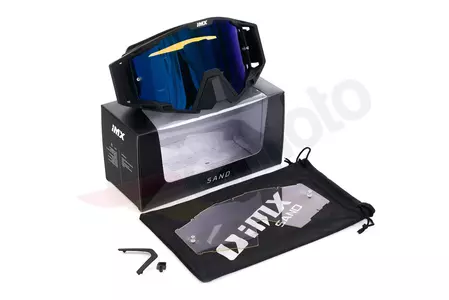 IMX Sand motociklističke naočale, mat crno/plave, plava zrcalna leća + prozirna leća-9