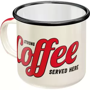 Smaltovaný hrnček Strong Coffee Served Here-1