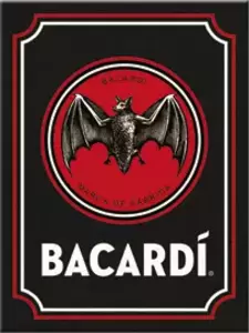Aimant pour réfrigérateur 6x8cm Logo Bacardi Noir-1