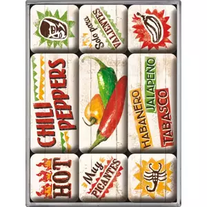 Conjunto de ímanes de frigorífico de 9 peças Chili Peppers - 83067