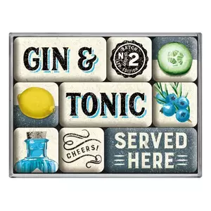 Kühlschrankmagnete Satz von 9pcs Gin & Tonic serviert-1