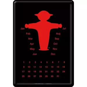 Kalender i metall 14x10cm Ampelmann rot - 16592