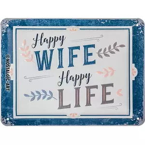 Póster de hojalata 15x20cm Happy Wife Happy Life-1