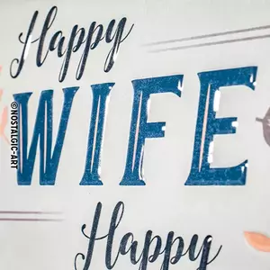 Póster de hojalata 15x20cm Happy Wife Happy Life-3