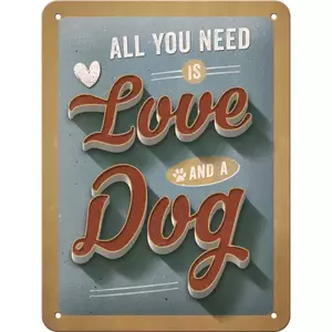 Poster di latta 15x20cm PfotenSchild Love Dog-1