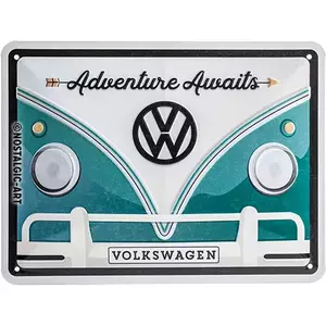 Poster en fer-blanc 15x20cm VW Bulli Adventure-1