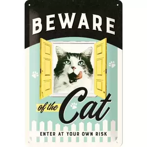 Tinaplakat 20x30cm Beware of the Cat (Ettevaatust kassiga)-1