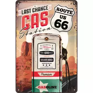 Poster en fer-blanc 20x30cm Route 66 Gas Stat-1