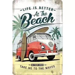 Poster di latta 20x30cm VW Bulli Beach-1