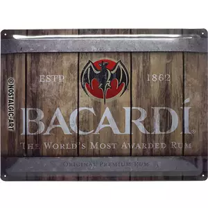 Plechový plakát 30x40cm Bacardi Wood Logo-1