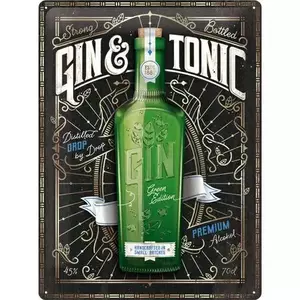 Tinnen poster 30x40cm Gin & tonic Groen-1