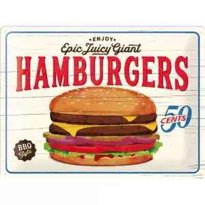 Τενεκεδένια αφίσα 30x40cm Hamburgers-1