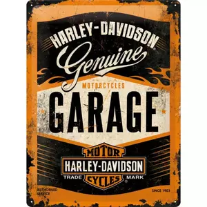 Poster en fer blanc 30x40cm pour Harley-Davidson Garage - 23188
