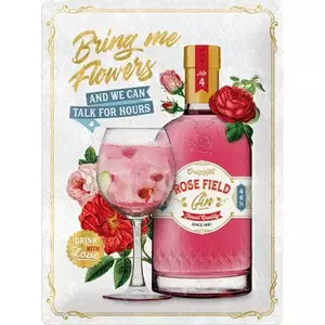 Tinnen poster 30x40cm Roze Gin Bloemen-1