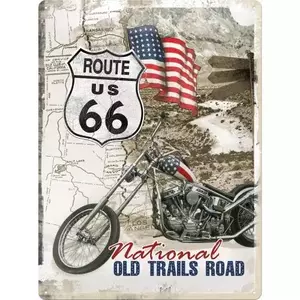 Метален плакат 30x40cm Route 66 Old Trails-1