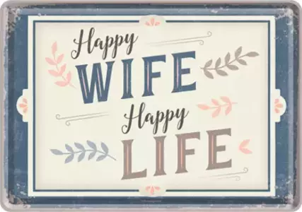 Blikpostkort 14x10cm Happy Wife Happ-1
