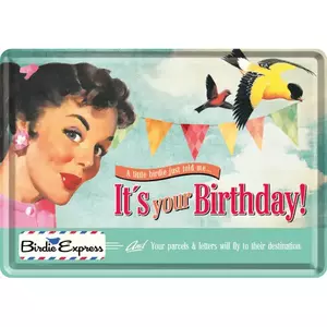Plechová pohlednice 14x10cm Its Your Birthday-1