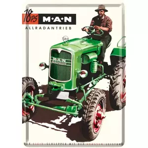 Pocztówka blaszana 14x10cm MAN Traktor-1
