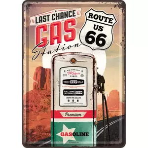 Blikken ansichtkaart 14x10cm Route 66 benzinestation - 10280