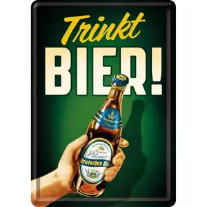 Blikpostkort 14x10cm Trinkt Bier-1
