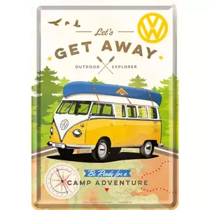 Carte postale en étain 14x10cm VW Bulli Get Away - 10293