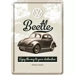 Kositrna razglednica 14x10cm VW Retro Beetle-1