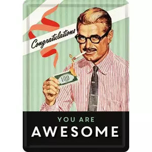 Blikken ansichtkaart 14x10cm You Are Awesome - 10287