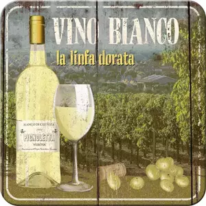 Korkovo-kovový skleněný podtácek Vino Bianco-1