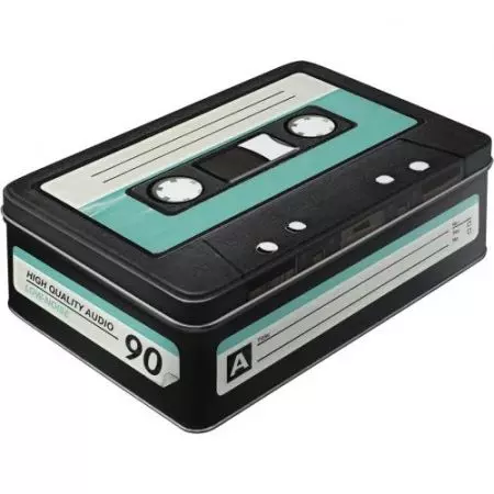 Plochá plechová krabička Retro Cassette-1