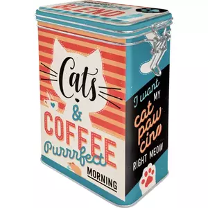 Cats & Coffee plechovka s klipem-1