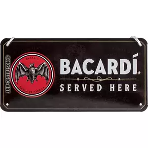 Väggbonad i plåt 10x20cm Bacardi Served Here-1